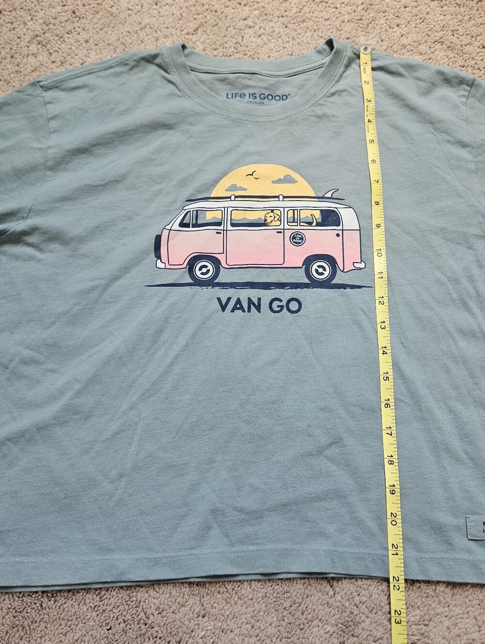 Life is Good long-sleeve Shirt "Van Go" camper graphic Golden Lab Cotton Dog Med - Picture 5 of 10